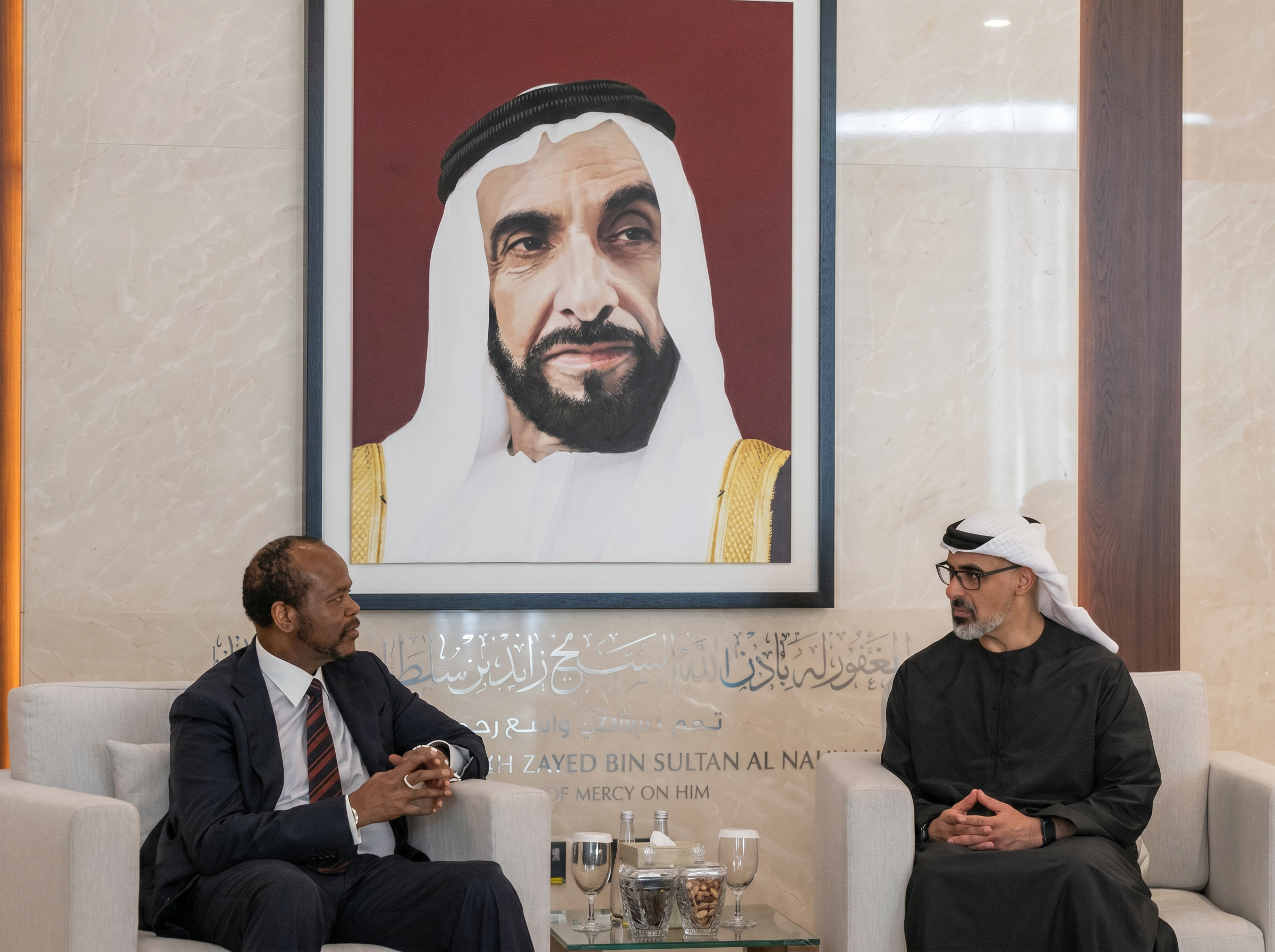 Khaled bin Mohamed bin Zayed discusses enhancing bilateral cooperation with King of Eswatini