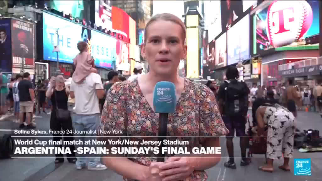 Times Square Gears Up for World Cup Showdown Between Spain and Argentina